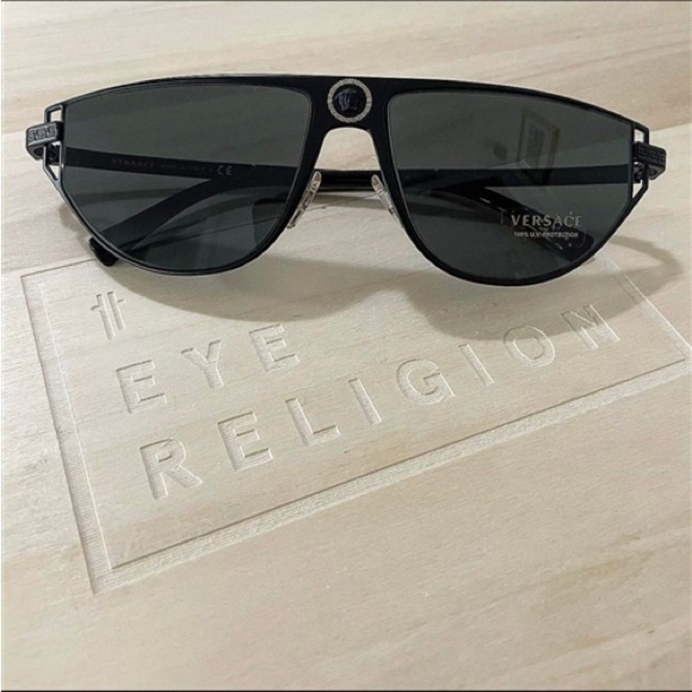 Versace 2213 Dark-Tinted Black Medusa Sunglasses